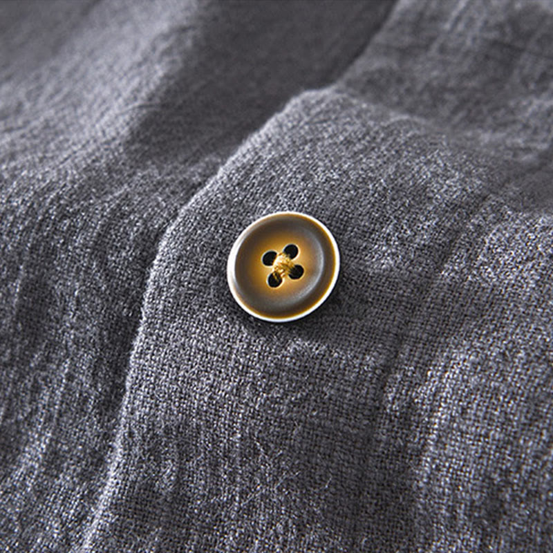 Veste en lin ramie à manches longues pour homme avec poches et boutons simples et imprimé Buddha Stones - image 24
