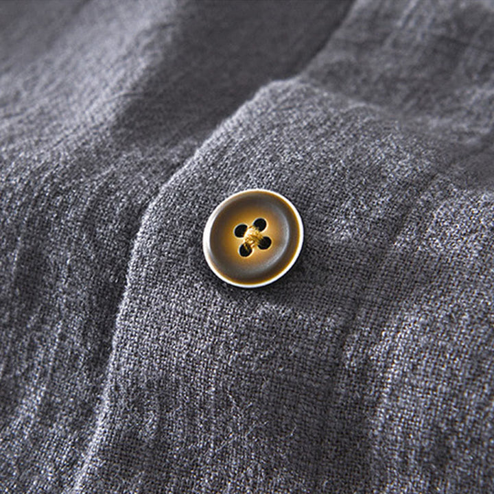 Veste en lin ramie à manches longues pour homme avec poches et boutons simples et imprimé Buddha Stones - image 24