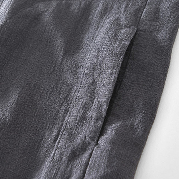 Veste en lin ramie à manches longues pour homme avec poches et boutons simples et imprimé Buddha Stones - image 16