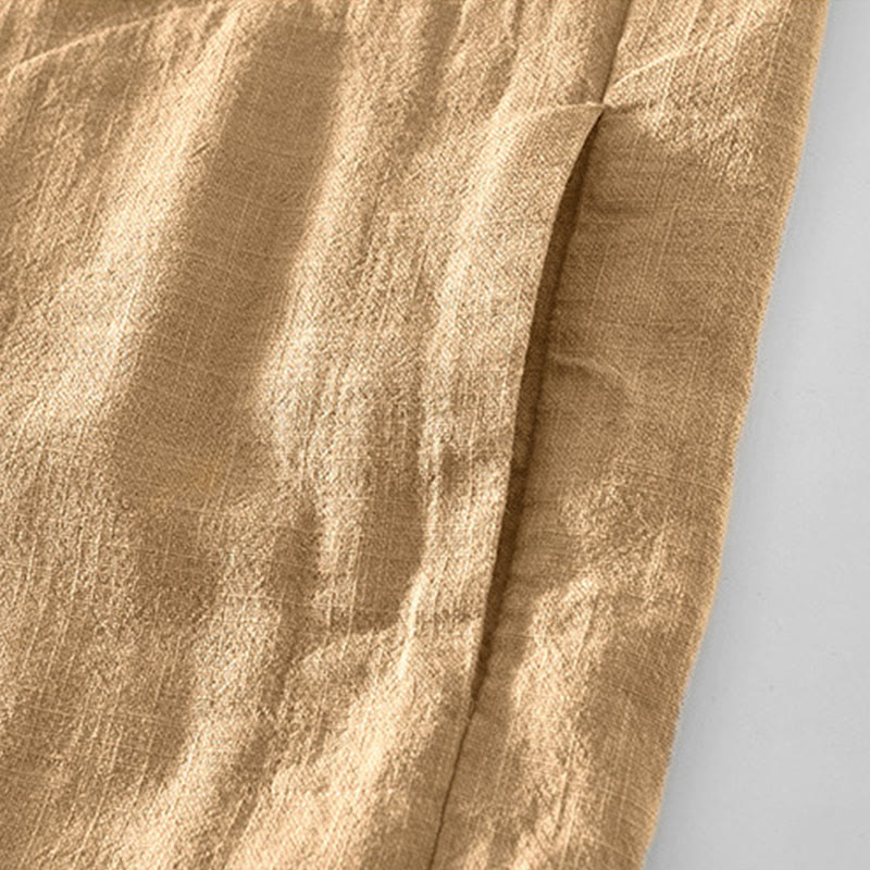 Veste en lin ramie à manches longues pour homme avec poches et boutons simples et imprimé Buddha Stones - image 2