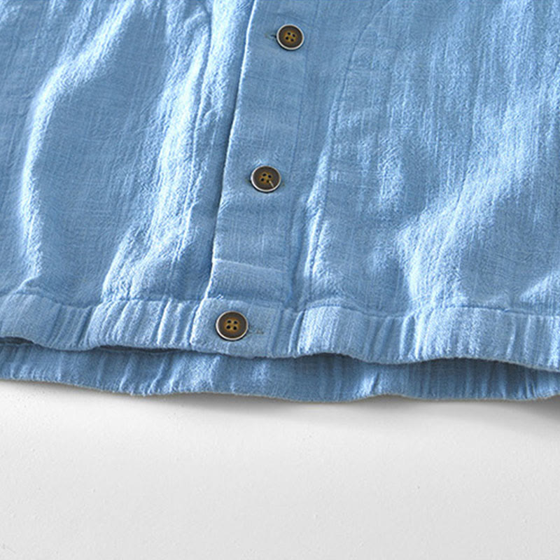 Veste en lin ramie à manches longues pour homme avec poches et boutons simples et imprimé Buddha Stones - image 16