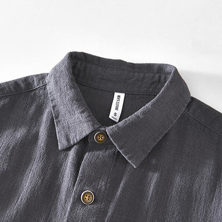 Veste en lin ramie à manches longues pour homme avec poches et boutons simples et imprimé Buddha Stones - image 12