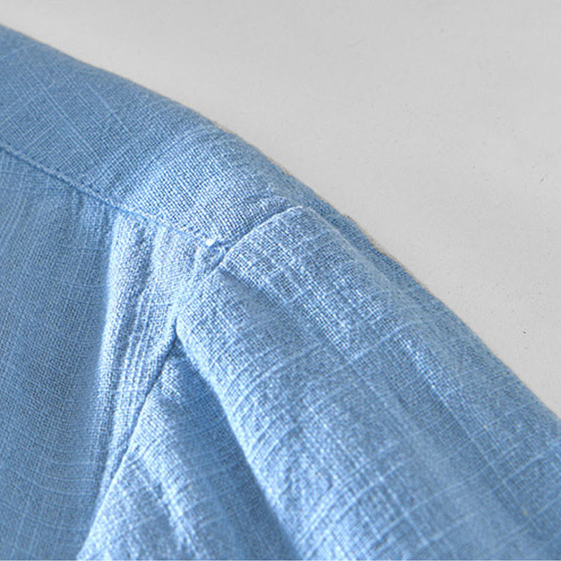 Veste en lin ramie à manches longues pour homme avec poches et boutons simples et imprimé Buddha Stones - image 13