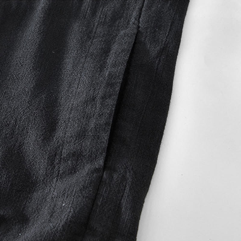 Veste en lin ramie à manches longues pour homme avec poches et boutons simples et imprimé Buddha Stones - image 8