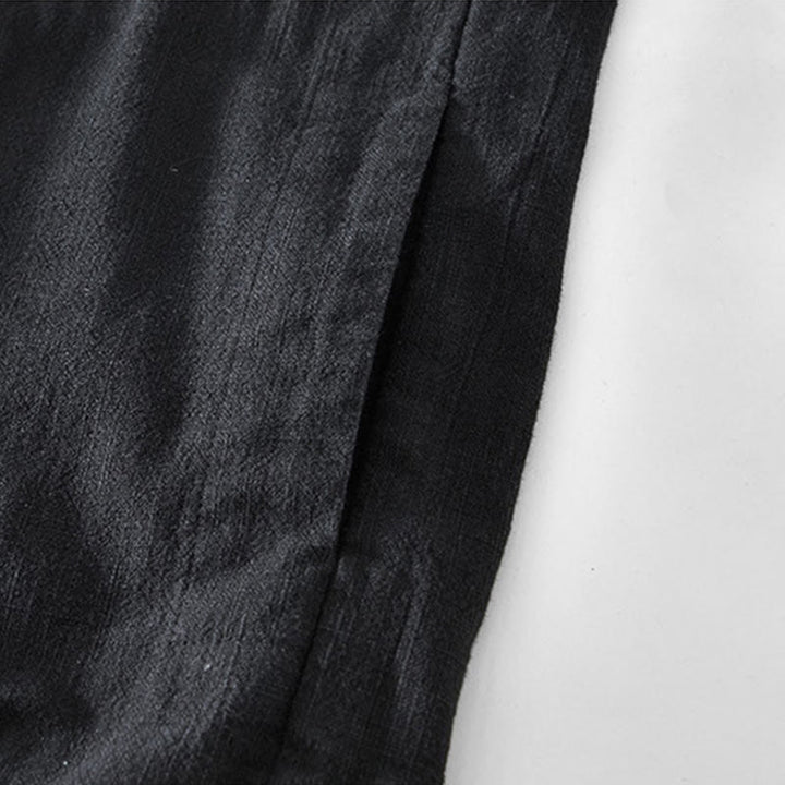 Veste en lin ramie à manches longues pour homme avec poches et boutons simples et imprimé Buddha Stones - image 8