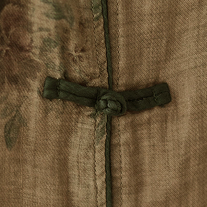 Chemise à imprimé fleurs violettes et boutons grenouilles Buddha Stones - image 8