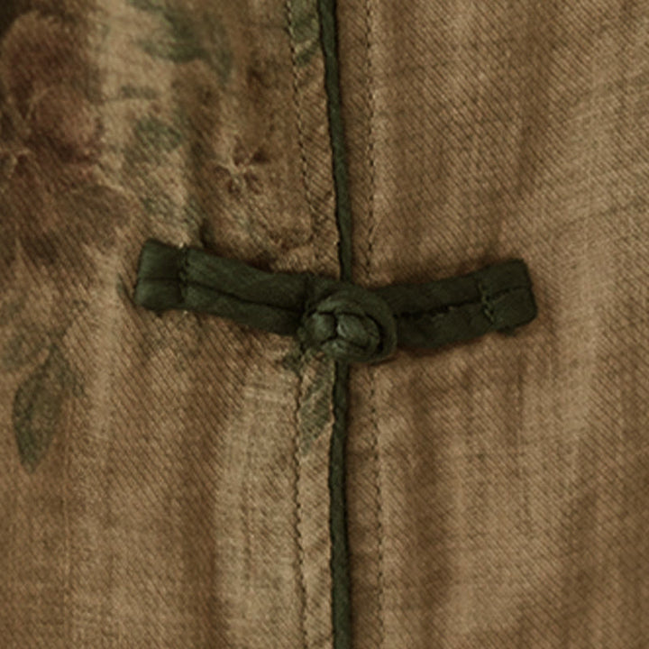 Chemise à imprimé fleurs violettes et boutons grenouilles Buddha Stones - image 7