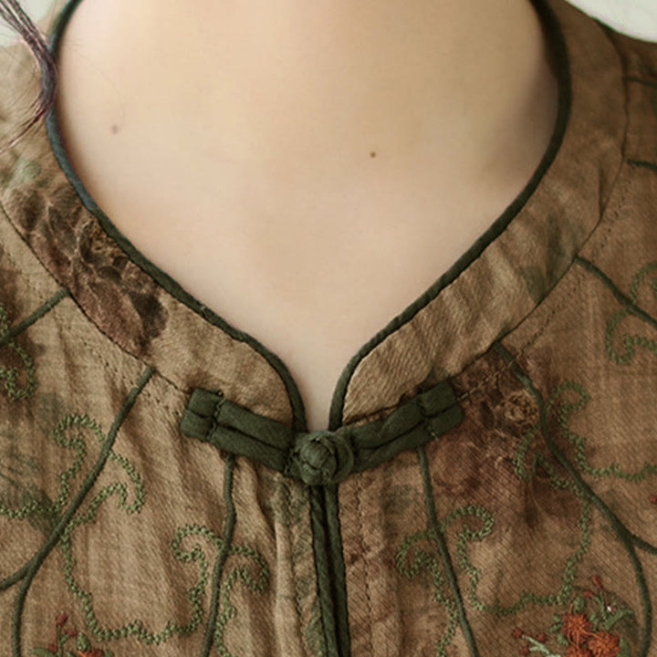 Chemise à imprimé fleurs violettes et boutons grenouilles Buddha Stones - image 8