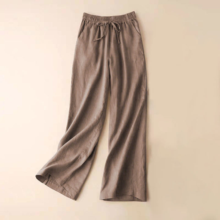 Pantalon large décontracté taille haute à lacets et poches Buddha Stones - Tanné - US12，UK/AU16，EU44 (XL) - image 27