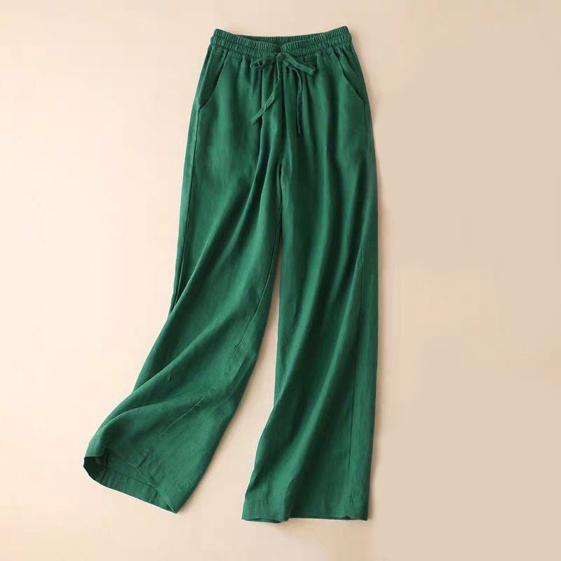 Pantalon large décontracté taille haute à lacets et poches Buddha Stones - Vert mer moyen - US12，UK/AU16，EU44 (3XL) - image 7