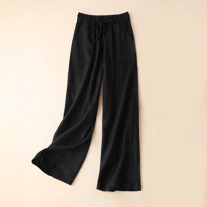 Pantalon large décontracté taille haute à lacets et poches Buddha Stones - Noir - US12，UK/AU16，EU44 (XL) - image 16