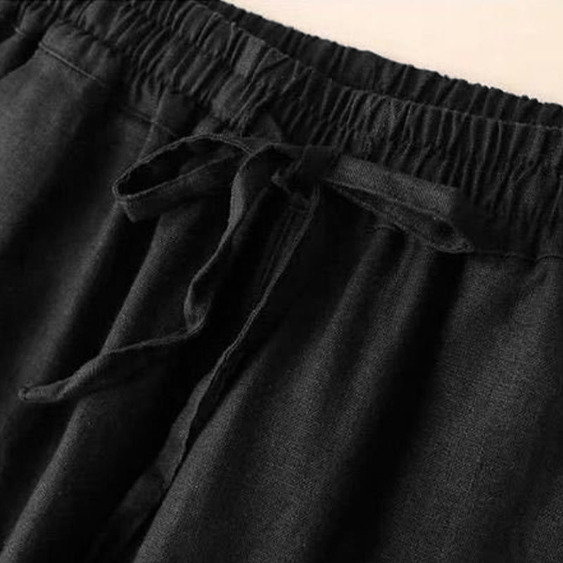 Pantalon large décontracté taille haute à lacets et poches Buddha Stones - image 19