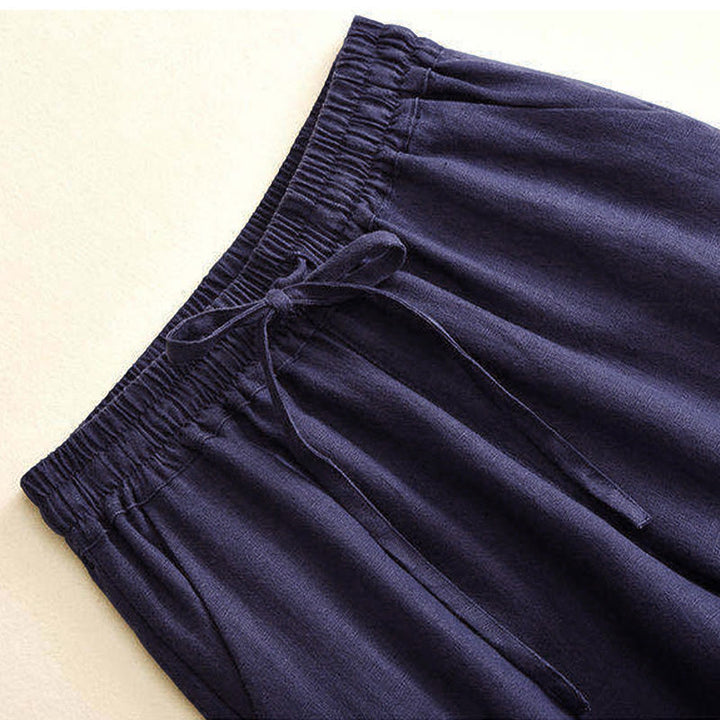 Pantalon large décontracté taille haute à lacets et poches Buddha Stones - image 21