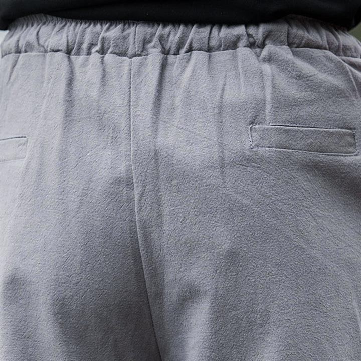 Pantalon bouffant décontracté en lin uni Buddha Stones pour homme avec poches - image 18