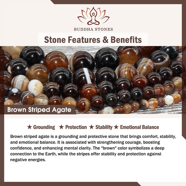 Bracelet de protection en perles d'agate rayée marron foncé avec chat siamois chocolat Buddha Stones - image 7