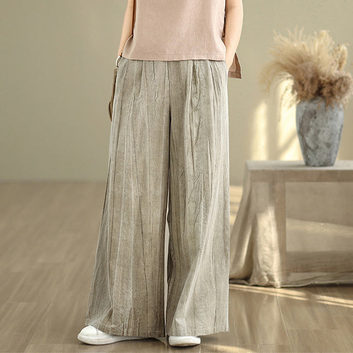 Pantalon large décontracté en coton pour femme avec taille élastique et poches Buddha Stones - image 7