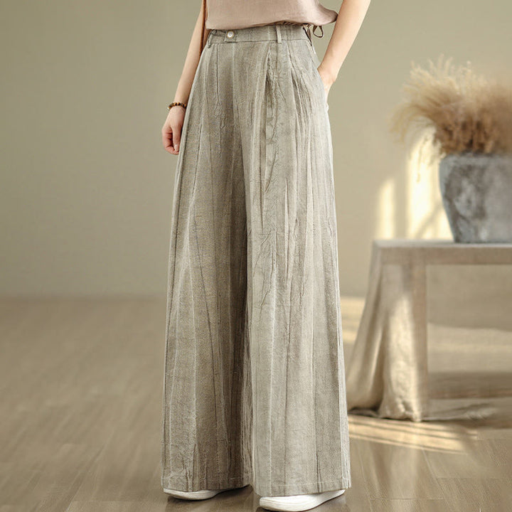 Pantalon large décontracté en coton pour femme avec taille élastique et poches Buddha Stones - image 4