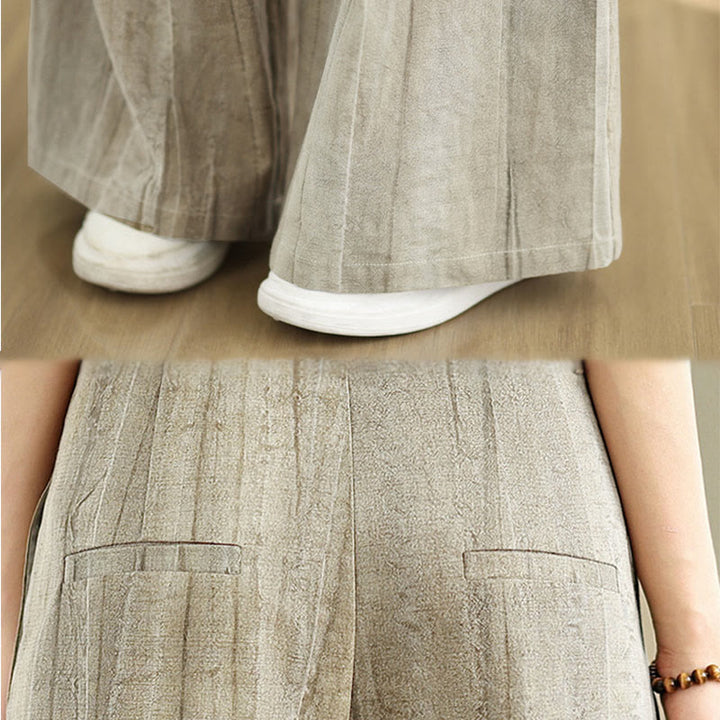 Pantalon large décontracté en coton pour femme avec taille élastique et poches Buddha Stones - image 8