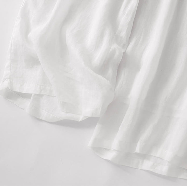 Pantalon décontracté en coton et lin avec broderie florale Buddha Stones pour femme, taille élastique, jambes larges et poches - image 30