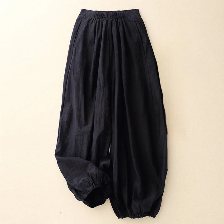 Pantalon sarouel décontracté en coton avec poches pour femme, motif Buddha Stones - Noir - US8-10，UK/AU12-14，EU40-42 (2XL) - image 1