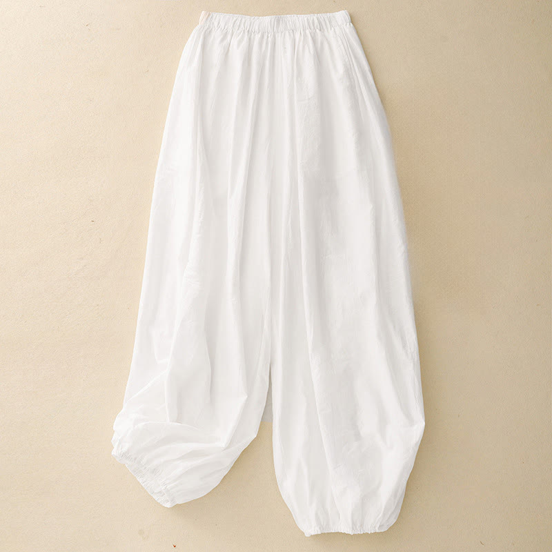 Pantalon sarouel décontracté en coton avec poches pour femme, motif Buddha Stones - Blanc - US8-10，UK/AU12-14，EU40-42 (2XL) - image 5