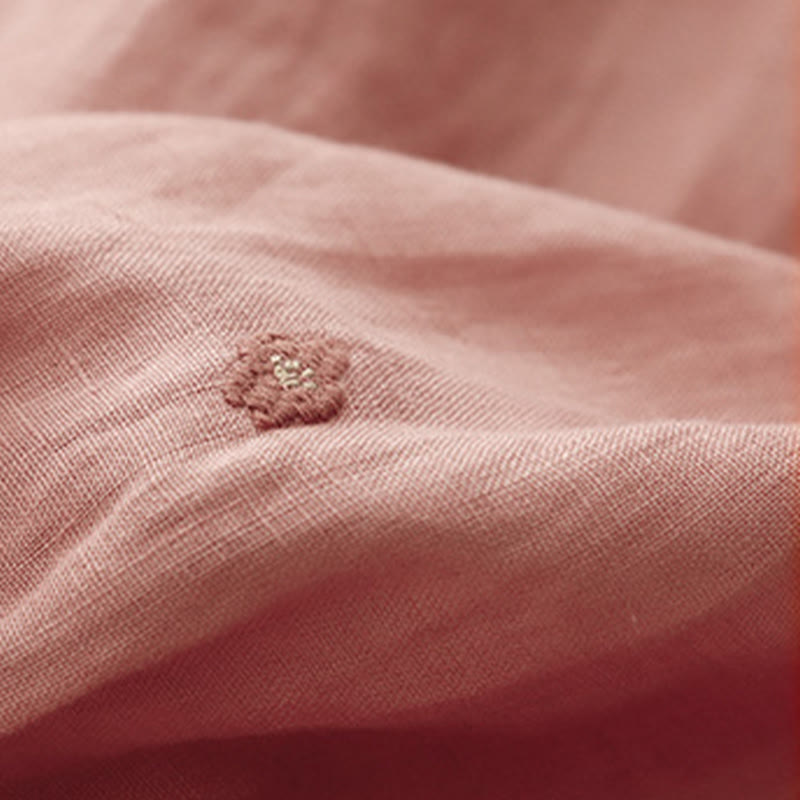 Pantalon sarouel décontracté en coton et lin avec poches et pétales brodés Buddha Stones pour femme, longueur 7-8 - image 14