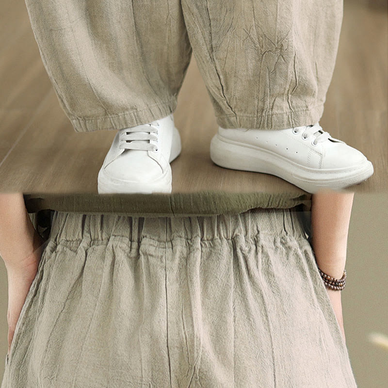 Pantalon sarouel décontracté en coton et lin pour femme avec poches Buddha Stones - image 8