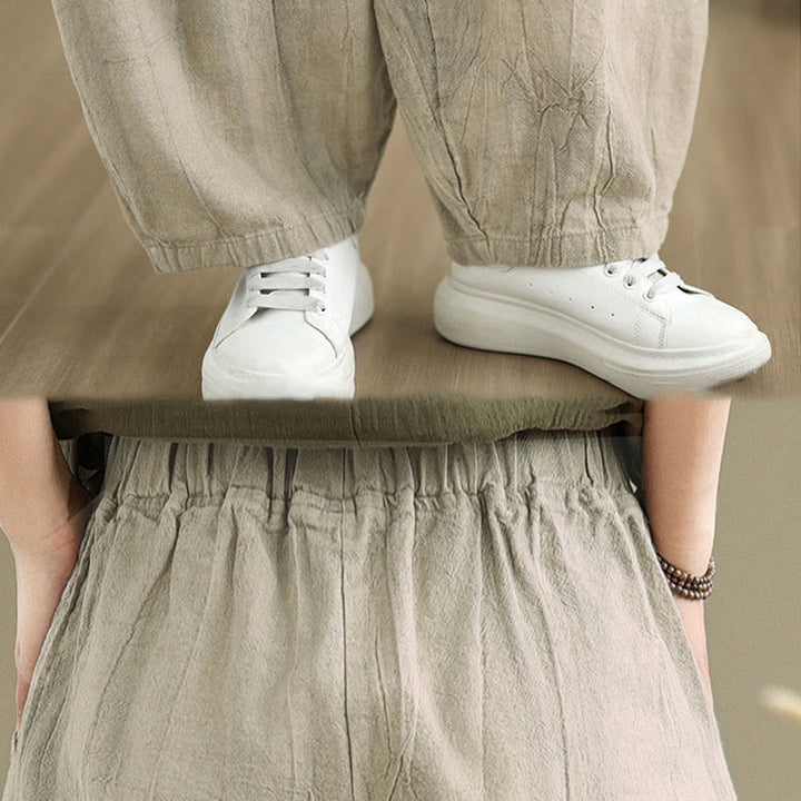 Pantalon sarouel décontracté en coton et lin pour femme avec poches Buddha Stones - image 8