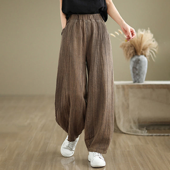 Pantalon sarouel décontracté en coton et lin pour femme avec poches Buddha Stones - image 11
