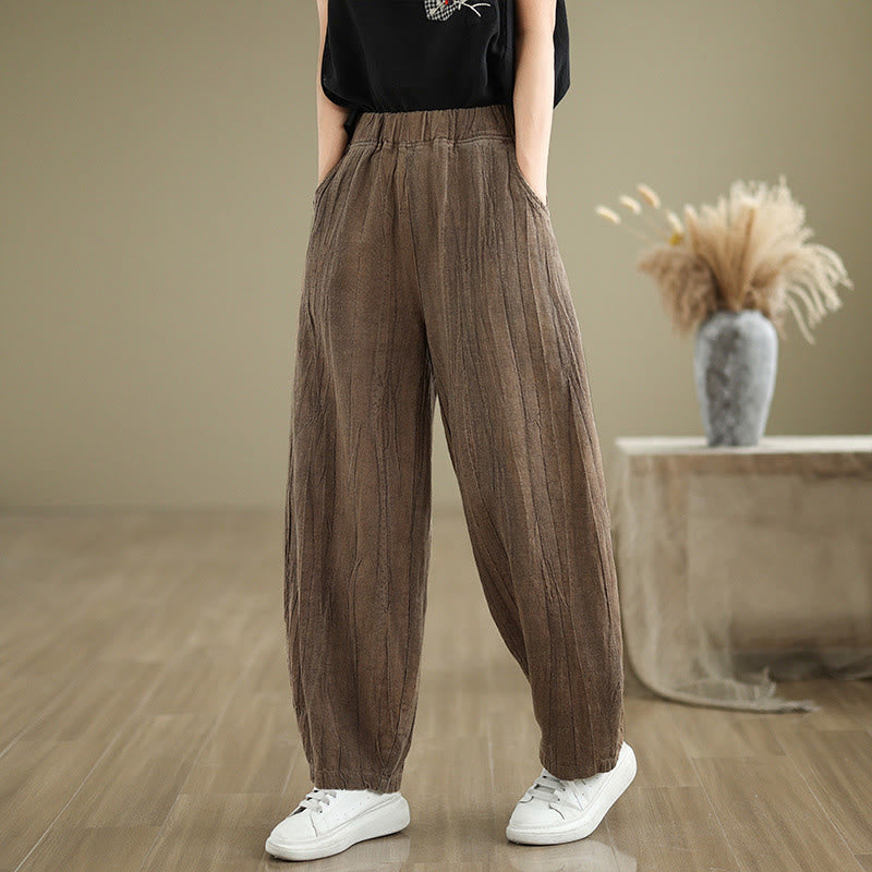 Pantalon sarouel décontracté en coton et lin pour femme avec poches Buddha Stones - image 13