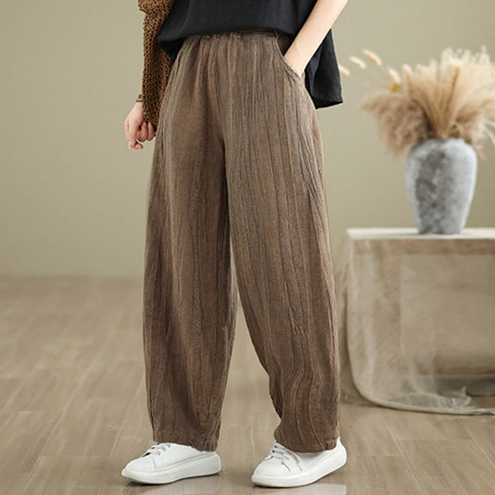 Pantalon sarouel décontracté en coton et lin pour femme avec poches Buddha Stones - image 9