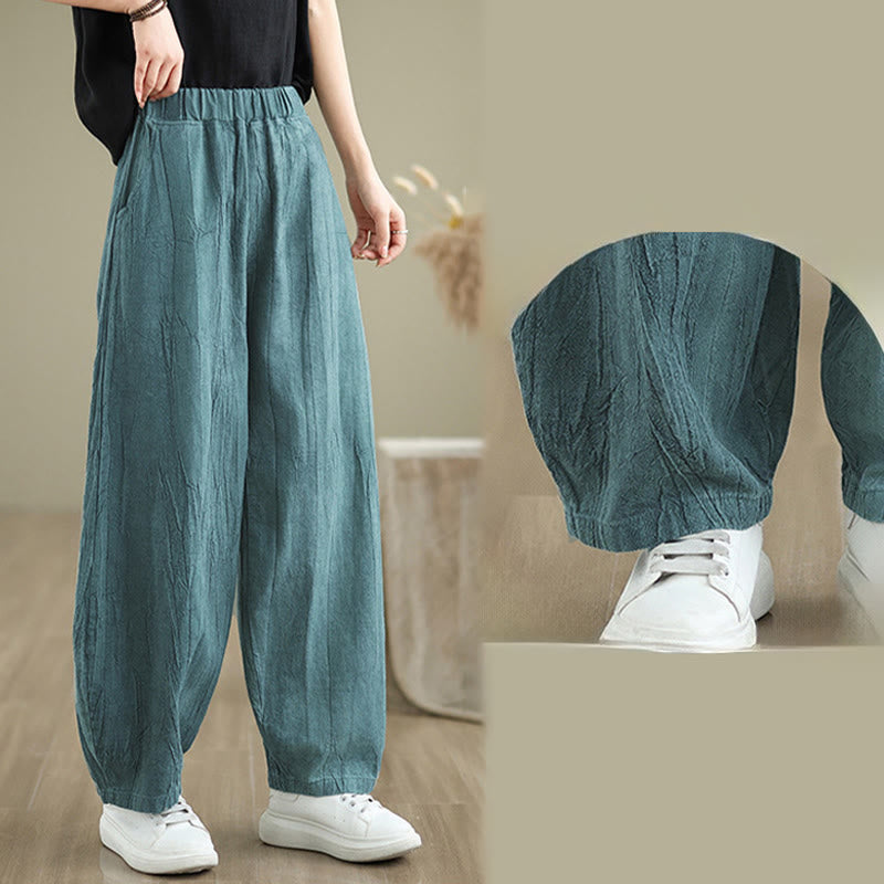 Pantalon sarouel décontracté en coton et lin pour femme avec poches Buddha Stones - image 18