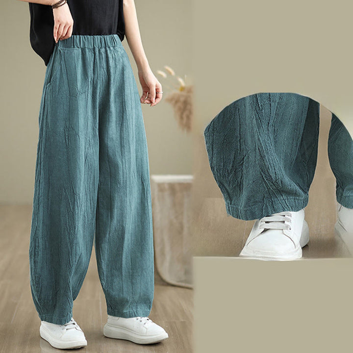 Pantalon sarouel décontracté en coton et lin pour femme avec poches Buddha Stones - image 18