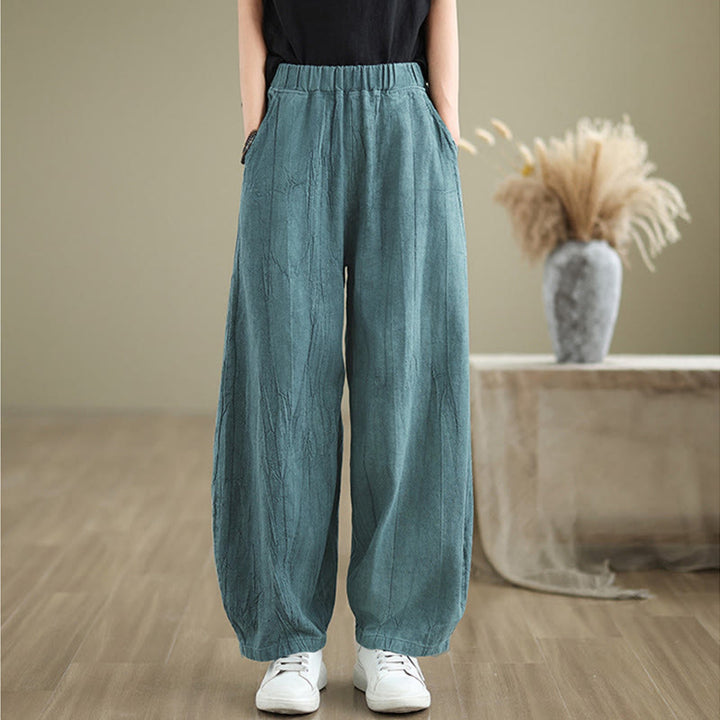 Pantalon sarouel décontracté en coton et lin pour femme avec poches Buddha Stones - image 18