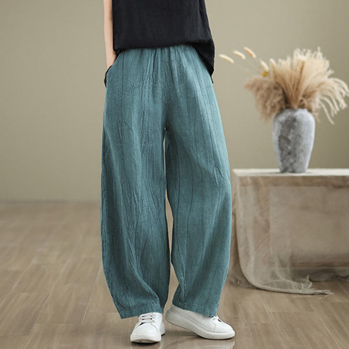 Pantalon sarouel décontracté en coton et lin pour femme avec poches Buddha Stones - image 16