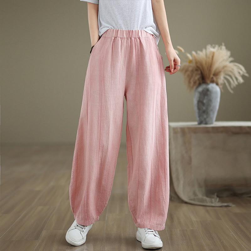 Pantalon sarouel décontracté en coton et lin pour femme avec poches Buddha Stones - image 24