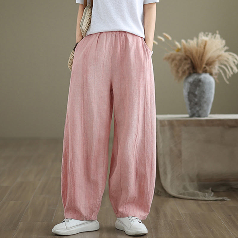 Pantalon sarouel décontracté en coton et lin pour femme avec poches Buddha Stones - image 21