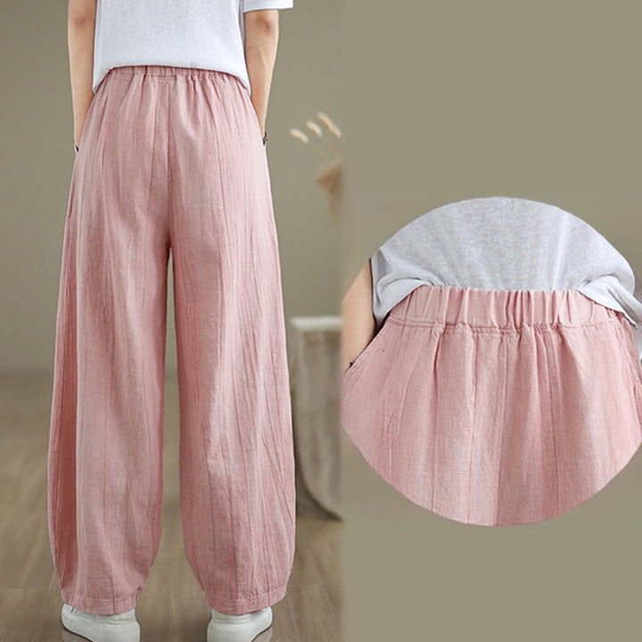 Pantalon sarouel décontracté en coton et lin pour femme avec poches Buddha Stones - image 21