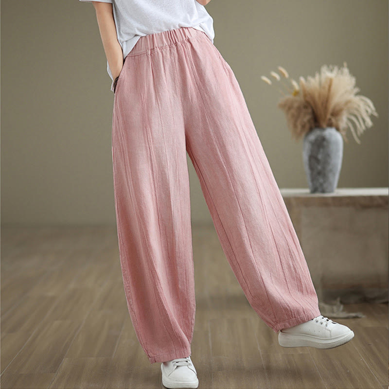 Pantalon sarouel décontracté en coton et lin pour femme avec poches Buddha Stones - image 23