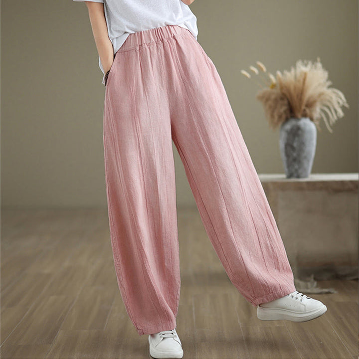 Pantalon sarouel décontracté en coton et lin pour femme avec poches Buddha Stones - image 23