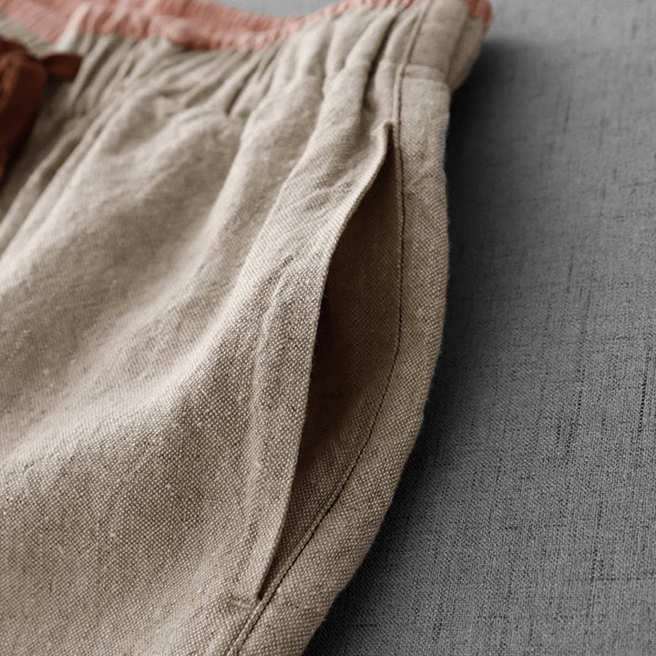 Pantalon décontracté en coton et lin avec cordon de serrage et poches pour femme, style simple et quotidien, motif Buddha Stones - image 7