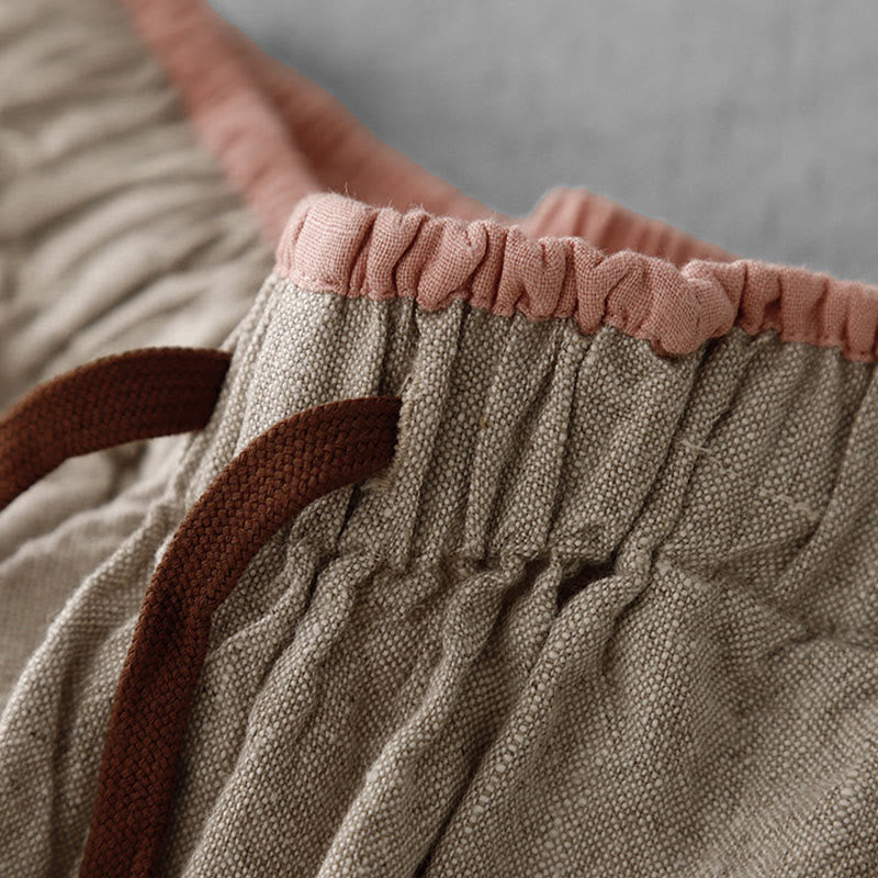 Pantalon décontracté en coton et lin avec cordon de serrage et poches pour femme, style simple et quotidien, motif Buddha Stones - image 7