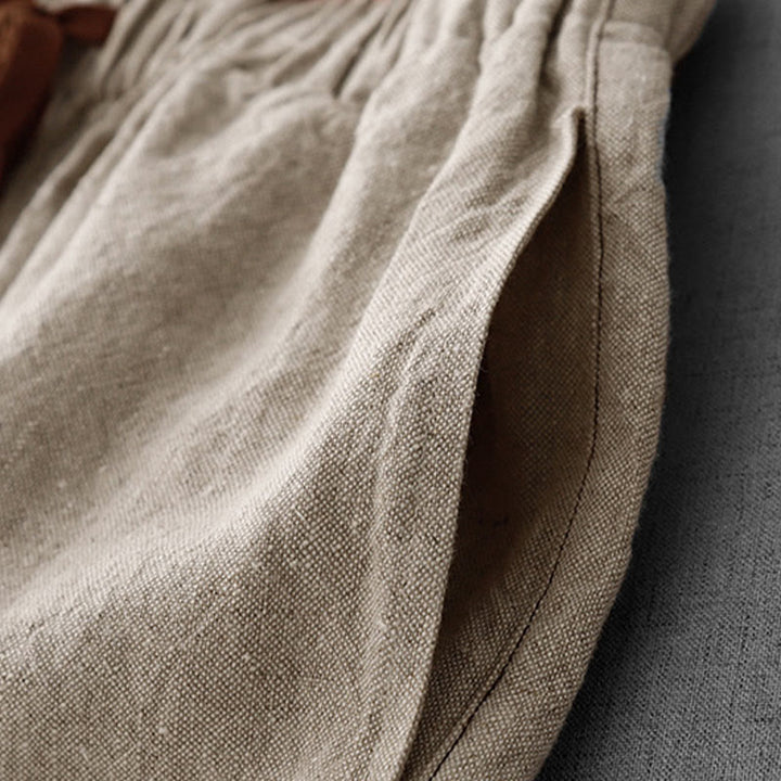 Pantalon décontracté en coton et lin avec cordon de serrage et poches pour femme, style simple et quotidien, motif Buddha Stones - image 10
