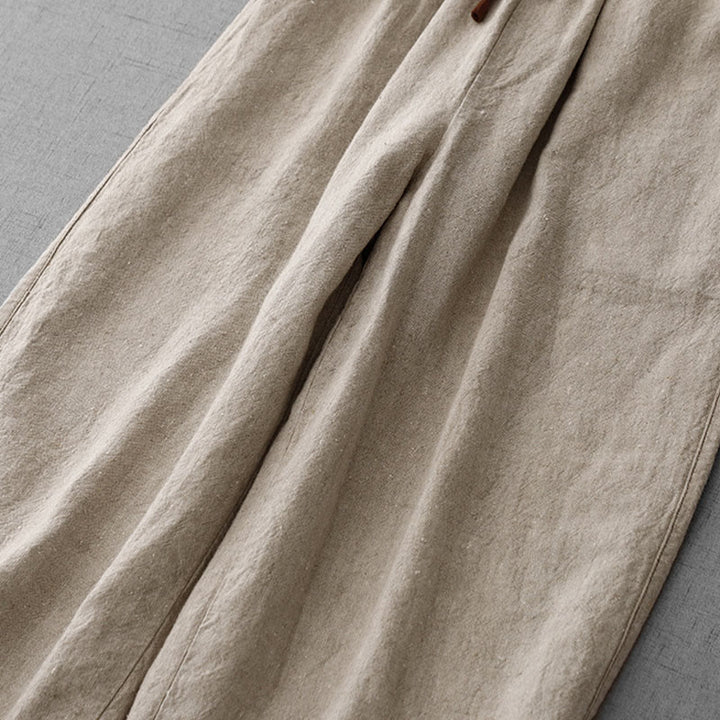 Pantalon décontracté en coton et lin avec cordon de serrage et poches pour femme, style simple et quotidien, motif Buddha Stones - image 10