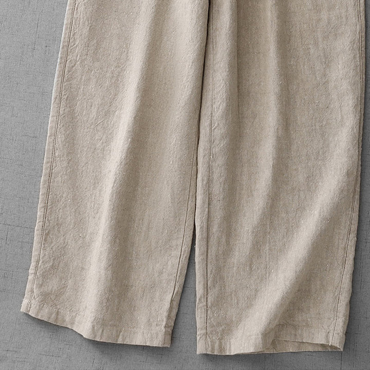 Pantalon décontracté en coton et lin avec cordon de serrage et poches pour femme, style simple et quotidien, motif Buddha Stones - image 8