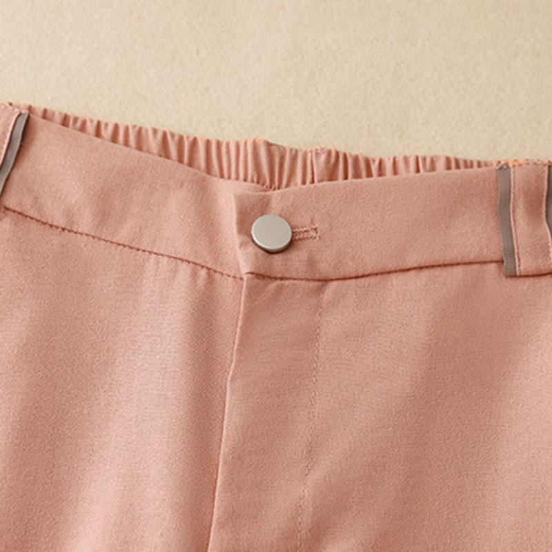 Pantalon décontracté en coton et lin pour femme, coupe droite, avec poches, motif Buddha Stones - image 2