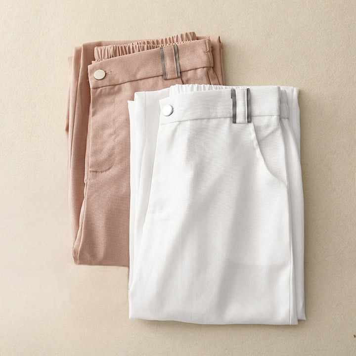 Pantalon décontracté en coton et lin pour femme, coupe droite, avec poches, motif Buddha Stones - image 14