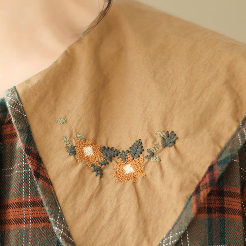 Chemise femme en coton à carreaux brodés Buddha Stones - image 13