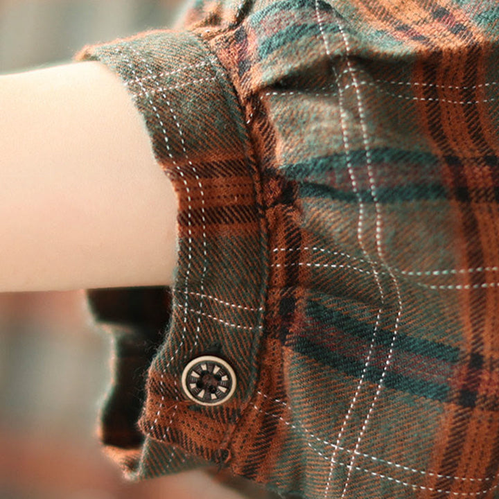 Chemise femme en coton à carreaux brodés Buddha Stones - image 15