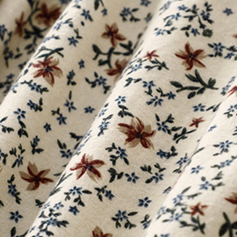 Chemise décontractée à col ras du cou en coton et lin pour femme, motif floral Buddha Stones - image 8